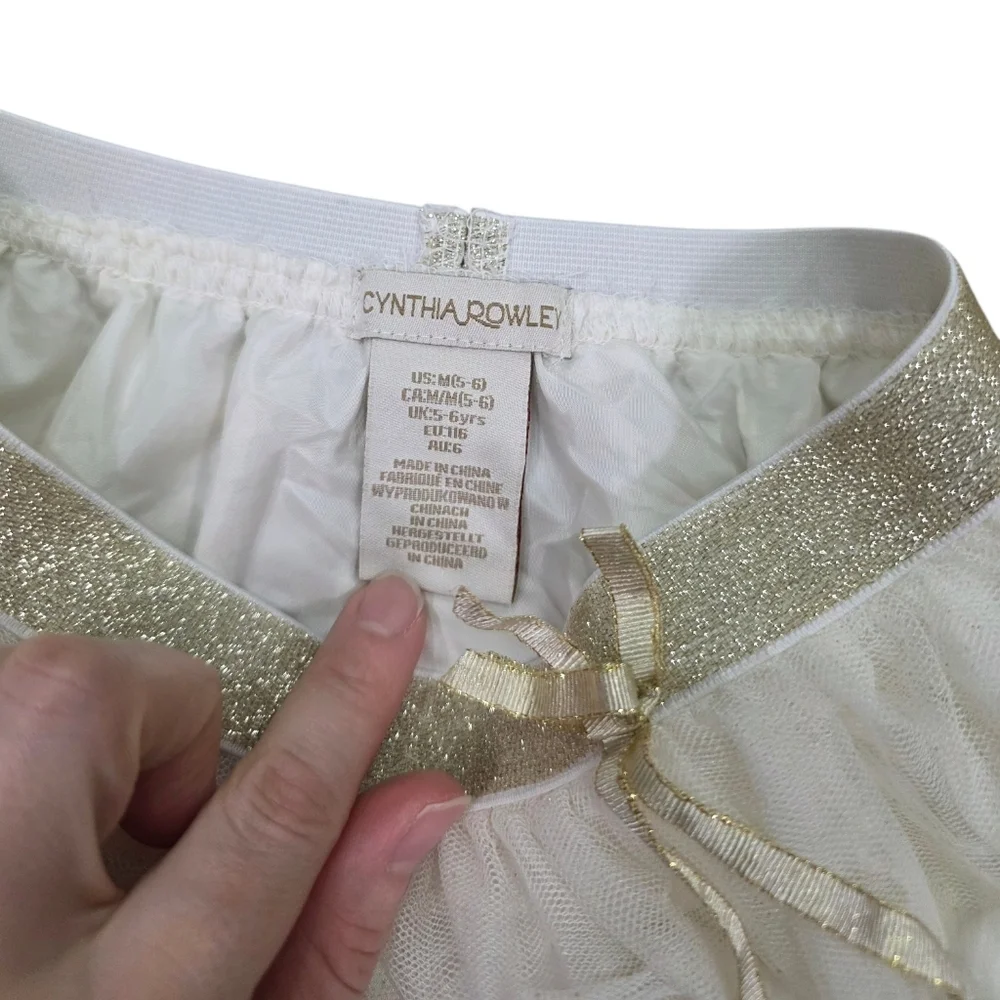 Cynthia Rowley Ivory Tulle Skirt with Gold Trim 5-6 Years